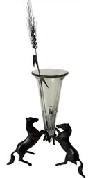 Metal Rearing Horse Vase (BR1)