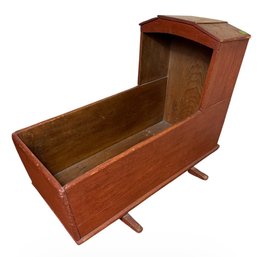 Primitive Wooden Rocking Baby Cradle (BR)