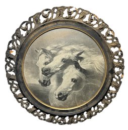 Pharaohs Horses John Fredrick Herring Antique Art In Ornate Carved Wooden Frame (B)