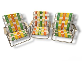Set Of 3 Colorful Folding Beach Chairs (B)