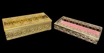 Gilded Filigree Ormolu Style Tissue Box Holders (B)
