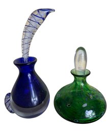 Signed & Blown Art Glass Vessels With Stoppers (BR)