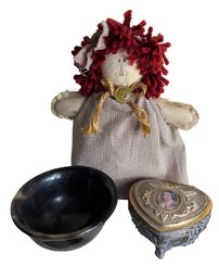 Metal Trinket Box, Folk Doll & Trinket Dish (BR)