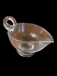 Frank M Whiting Sterling Silver Bottomed Glass Gravy Boat (DR)