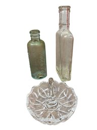 Old Glass Bottles & Ring Dish