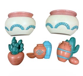 Southwestern Wall Hanging Decor Native American Pottery & Cactuses