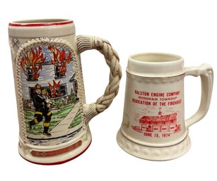 Firefighter Beer Steins Pair From Mendham County New Jersey