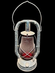 Antique Dietz Monarch Oil Lamp Red Glass Globe (B)