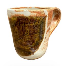 Original Signed Studio Pottery Leaf Mug
