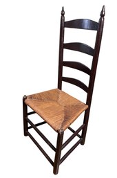Antique Ladderback Rush Seated Chair (BR)
