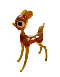 Amber Art Glass Deer Figurine