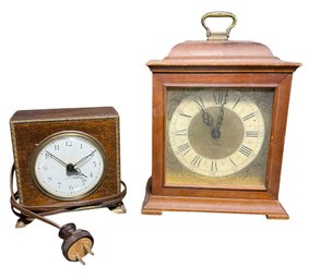 Seth Thomas Pair Of Clocks Mantle Clock & Footed Brass Plug In (B)