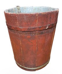 Antique Wooden Red Sap Bucket (BR)