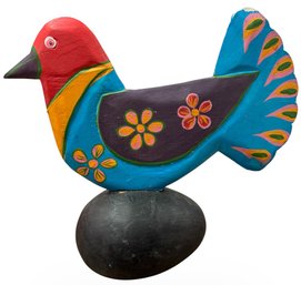 Pier One Wooden Bird On Egg Sculpture