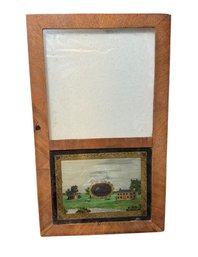 Painted Glass Clock Door Antique Country Home Scene (B)