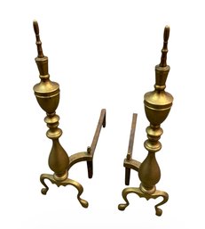 Victorian Style Brass Fireplace Andirons