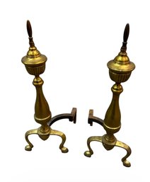 Federal Style Brass Fireplace Andirons