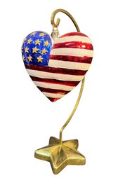 Christopher Radko Patriotic Heart Ornament On Metal Stand