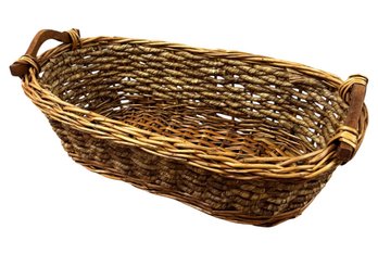 Long Woven Wicker Basket With Handles