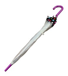 Purple Handled Polka Dot Umbrella