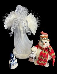 Christmas Angel & Snowman Figurines 3pc