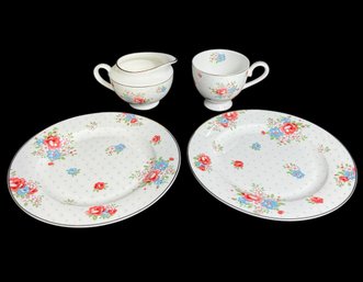 Cynthia Rowley Floral Plates, Mug & Creamer 4pc Set