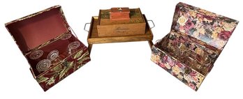 Threshold Wooden Folding Bed Tray, Decorative Wooden Storage Boxes, And Decorative Storage Chest 5pc(BR1)
