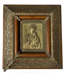 Silver Tone Mary Madonna & Child Jesus Icon Plaque