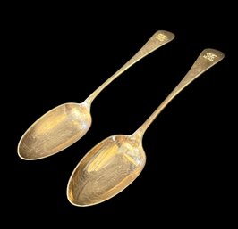 English Engraved Silver Plated Serving Spoon Set (K)