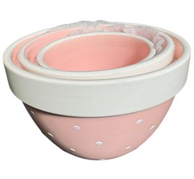 Graces Pantry Pink & White Polka Dot Nesting Snack Bowls