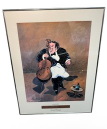 Guy Buffet Cellist With Red Wine Large Framed Art Print