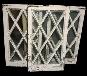 Antique Windows With Diamond Sash Trio (B)