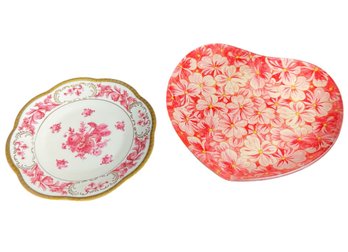 John Derian & Esther Bone China Decorative Plate Pair