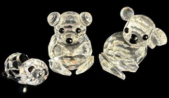 Swarovski Crystal Koala, Bear, And Panda Figurines 3pc