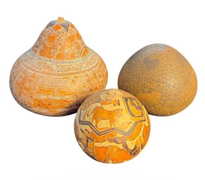 South American Carved Gourds 3pc (LR)