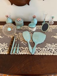 Vanity Set Sterling And Enamel