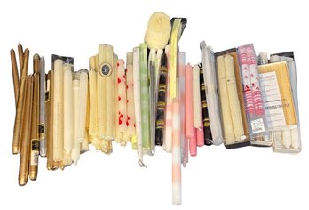 Collection Of Taper Candles Home Accents, Perin Mowen Bees Wax, And More