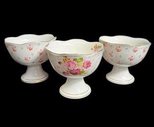 Graces Teaware Pink Rose Pedestal Dish 3pc Set