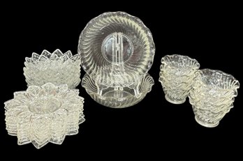 Floral & Ribbed Glass Serving Dishes 22pc (LR)