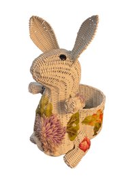 Floral Bunny Rabbit Wicker Woven Basket (LR)