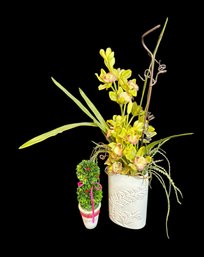 Faux Flower Vase Display Pair