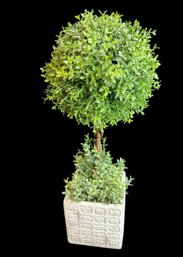 Faux Tree In Square Stone Planter