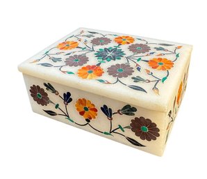Marble Floral Jewelry Trinket Box (LR)