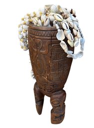 Oceanic Carved Drum Base Full Of Assorted Seashell Necklaces (LR)