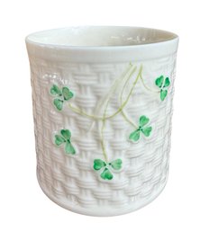 Belleek Ireland Shamrock Basketweave Bone China Vase (MB)