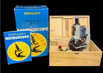 Embassy Microscope Model TN-451 In Original Carrying Crate & Cardboard Box (BR2)