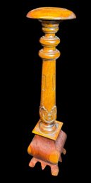 Carved Wooden Pedestal Candle Stand