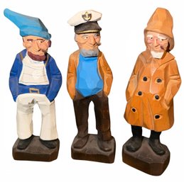 Small Carved Wooden Sailor Figurines 3pc (BE)