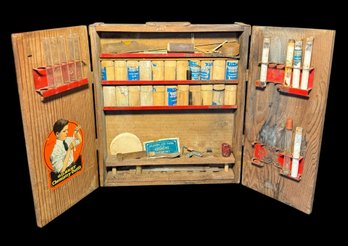 Antique Gilbert Chemistry Outfit 1920s Kids Chemistry Set In Portable Wooden Crate (BR2)