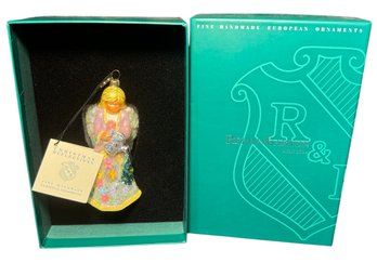Reed & Barton European Handmade Angel Christmas Ornament Glass In Original Box (BR2)